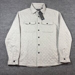 Kenneth Cole Techni-Cole Mens Large Quilted Knit Shirt Jacket Gray Regular Fit